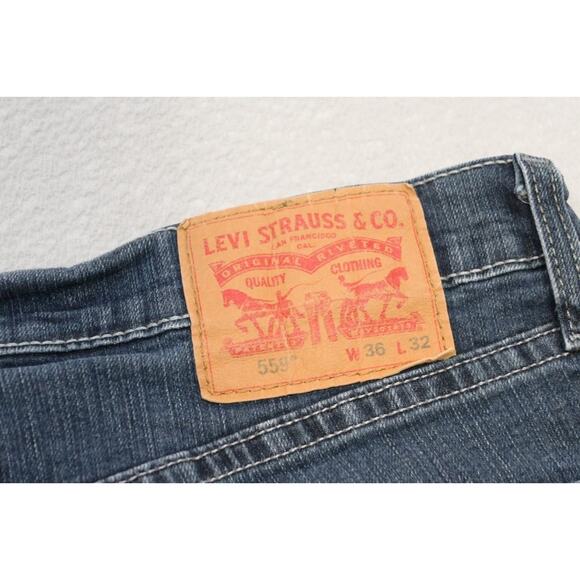 Levi's 559 Relaxed Straight Fit Rugged Blue Denim Jeans Mens Sz 36 x 32 - Picture 1 of 9